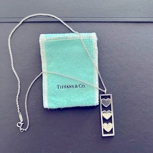 Authentic vintage Tiffany & Co Sterling Silver 16” Three Heart Pendant Necklace